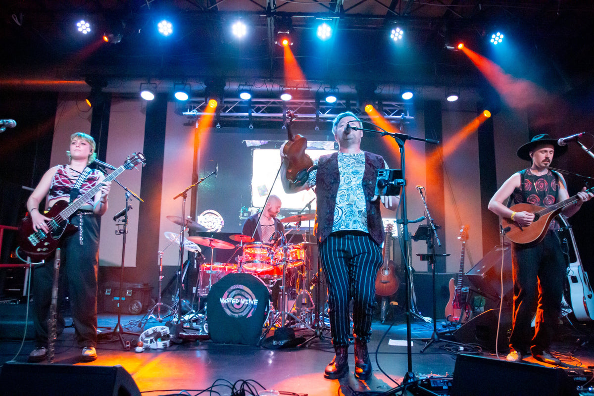 Wasted Wine on stage. Violin-led cabaret rock from Greenville, SC.